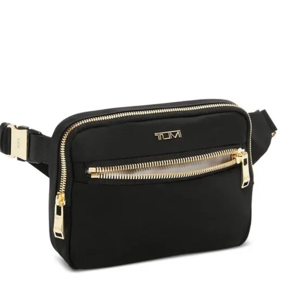 TUMI Black and Gold Sedona Crossbody Bag - Picture 1 of 16